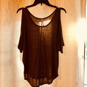 Brown cold shoulder top.